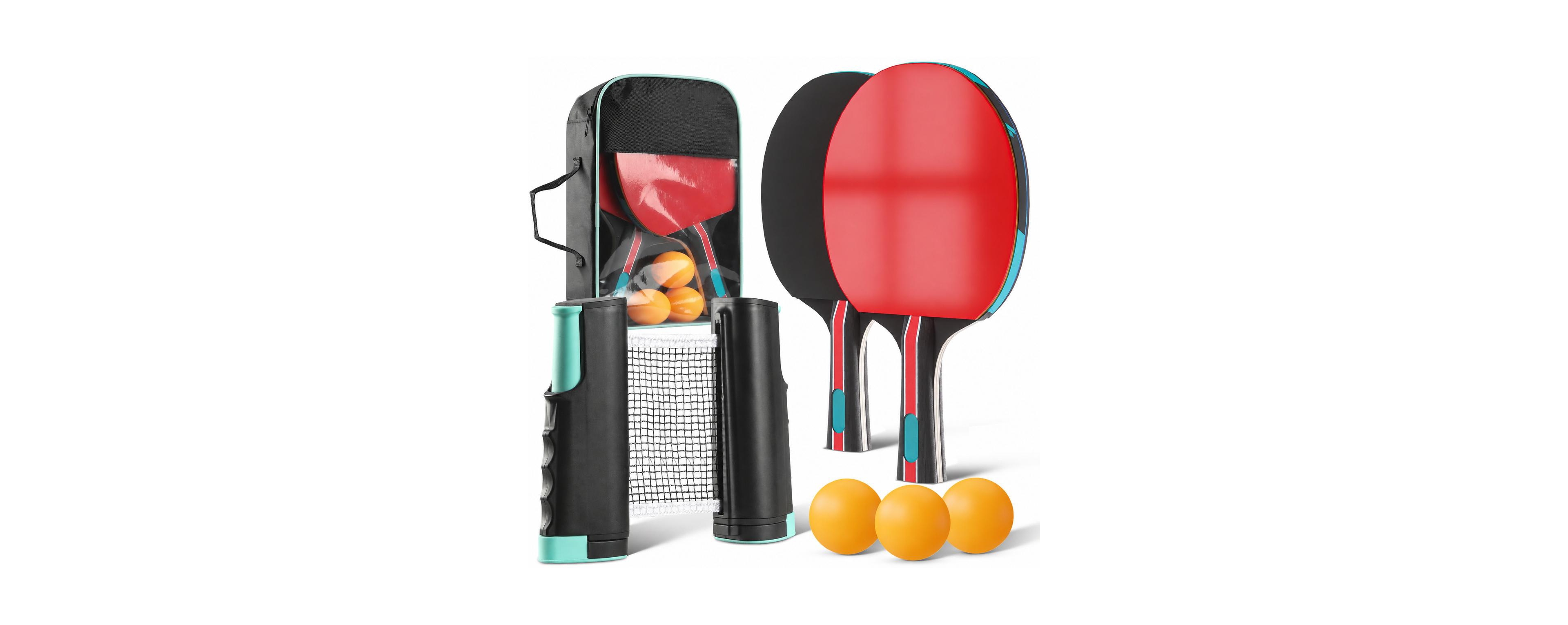 Sportneer Ping Pong Paddles Set With 3 Star Balls Portable Net And Storage Bag For Indoor Outdoor Games