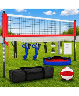 32ft Anti Sag Outdoor Volleyball Net Set with Steel Poles Adjustable Heights Carry Bag