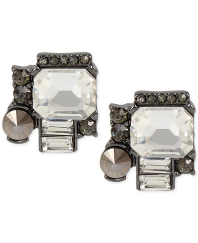 Kenneth Cole New York Hematite-Tone Crystal Stud Earrings