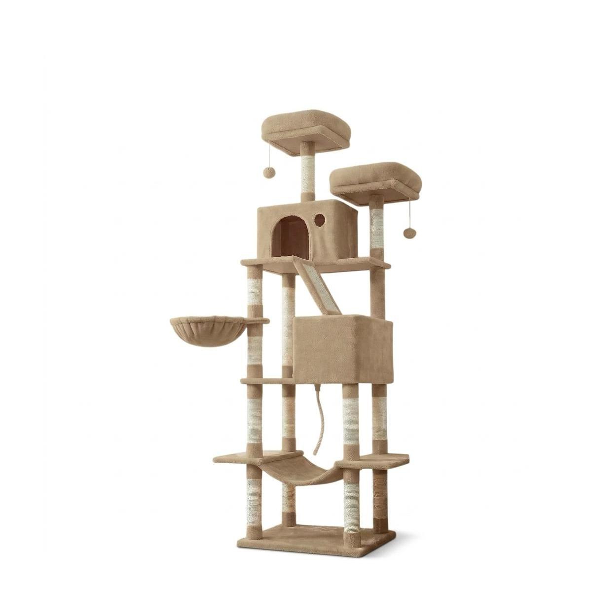 Slickblue Tall Cat Tree Tower with Scratching Posts Hammock and Multiple Perches