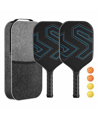 USAPA Approved T700 Carbon Fiber Pickleball Paddles Set with 4 Balls and Carry Bag