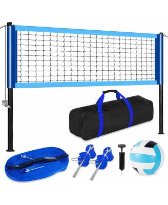 Outdoor Portable Volleyball Net Set Anti Sag Winch Height Adjustable All Weather Complete Kit