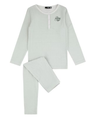 Boys' 4-20 Gingham Long-Sleeve Henley Top and Pants, 2-Piece Set