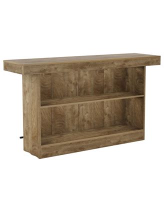 Counter Height Bar Table with 2 Tier Storage Shelves for Dining Room and Kitchen