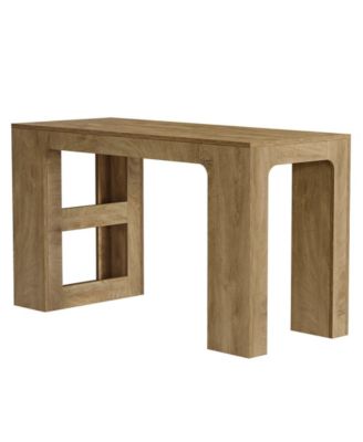 Counter Height Bar Table with Storage Shelves for Kitchen and Dining Area