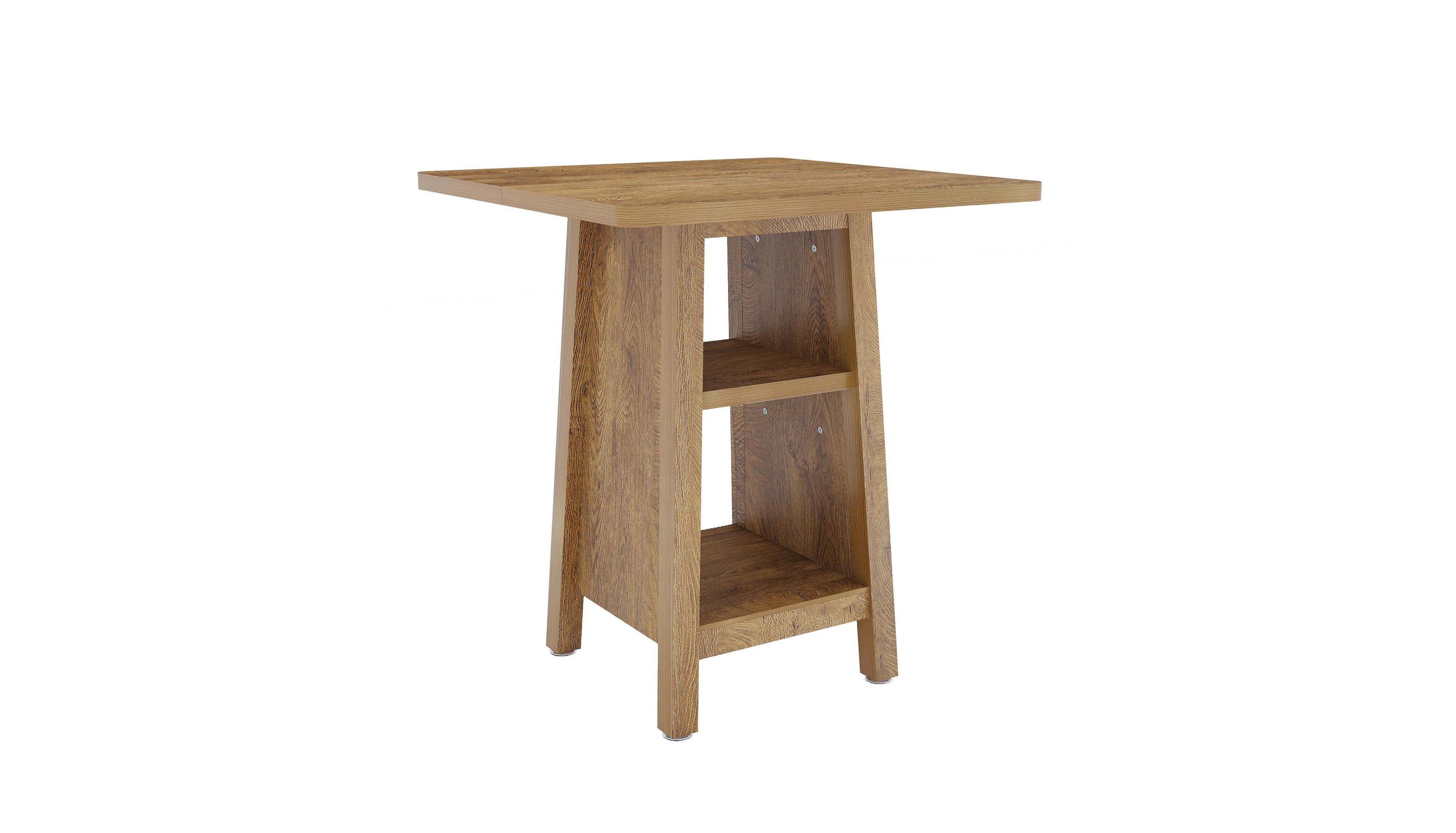 Slickblue Square Cocktail Bar Table with 2 Open Storage Shelves for Dining Room