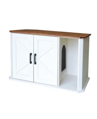 Wooden Cat Litter Box Enclosure, Double-Door Cabinet with Side Entry, End Table Nightstand, 33.5" x 19" x 19.5"