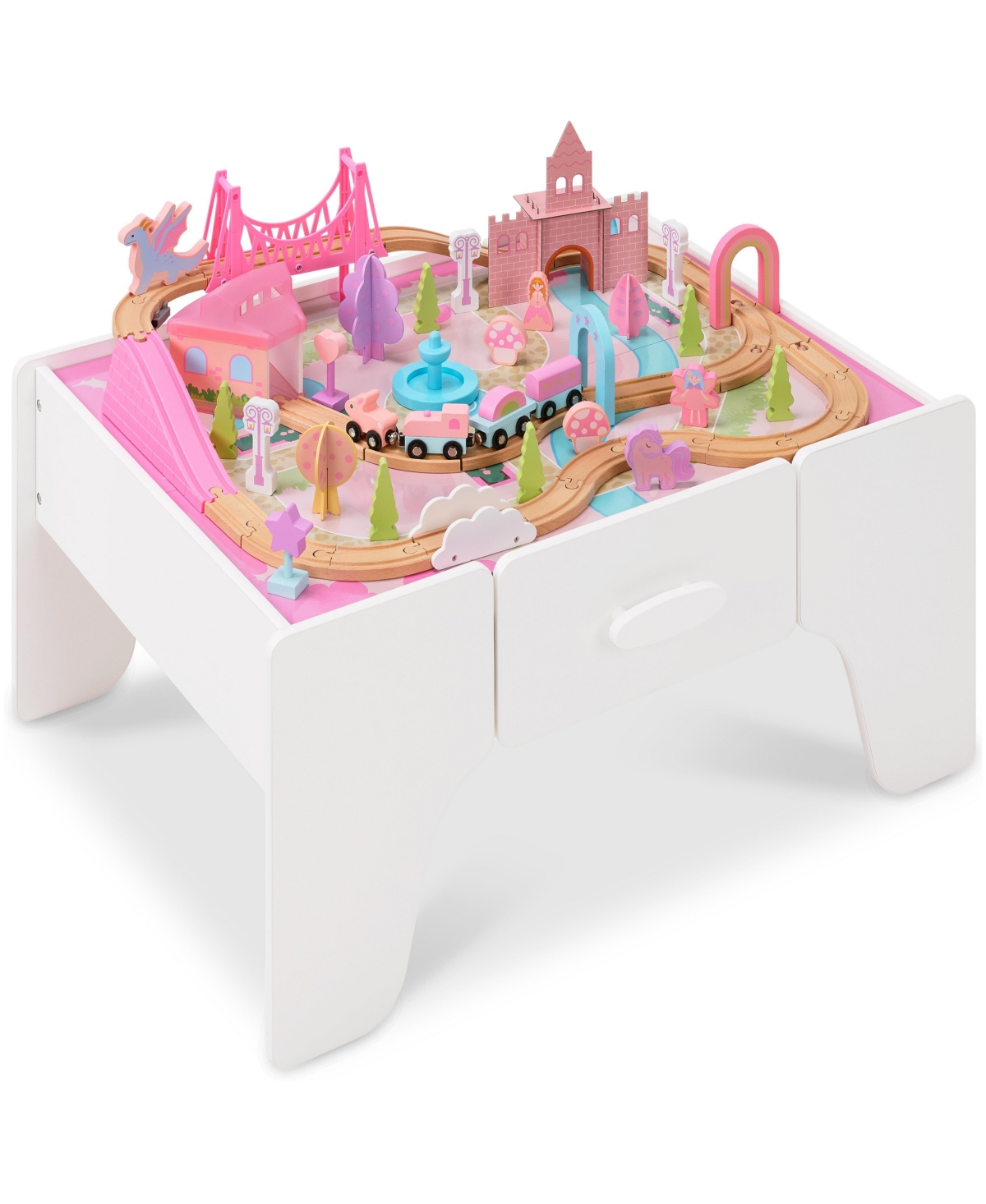 Best Choice Products Princess Reversible Train Table with Storage