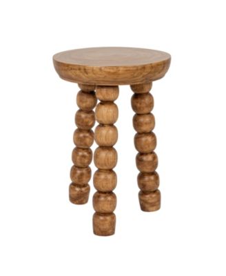 Paulownia Wood Bead Ball Tri-Pod Accent Table