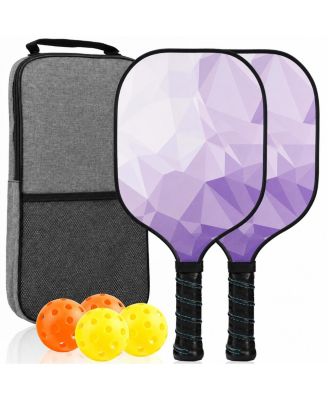 USAPA Approved Fiberglass Pickleball Paddles Set of 2 with Balls and Carry Bag