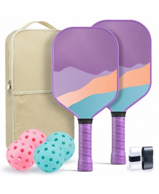 Pickleball Paddles Set Of 2 Lightweight Fiberglass Beginner Set With Grip Tape And Bag