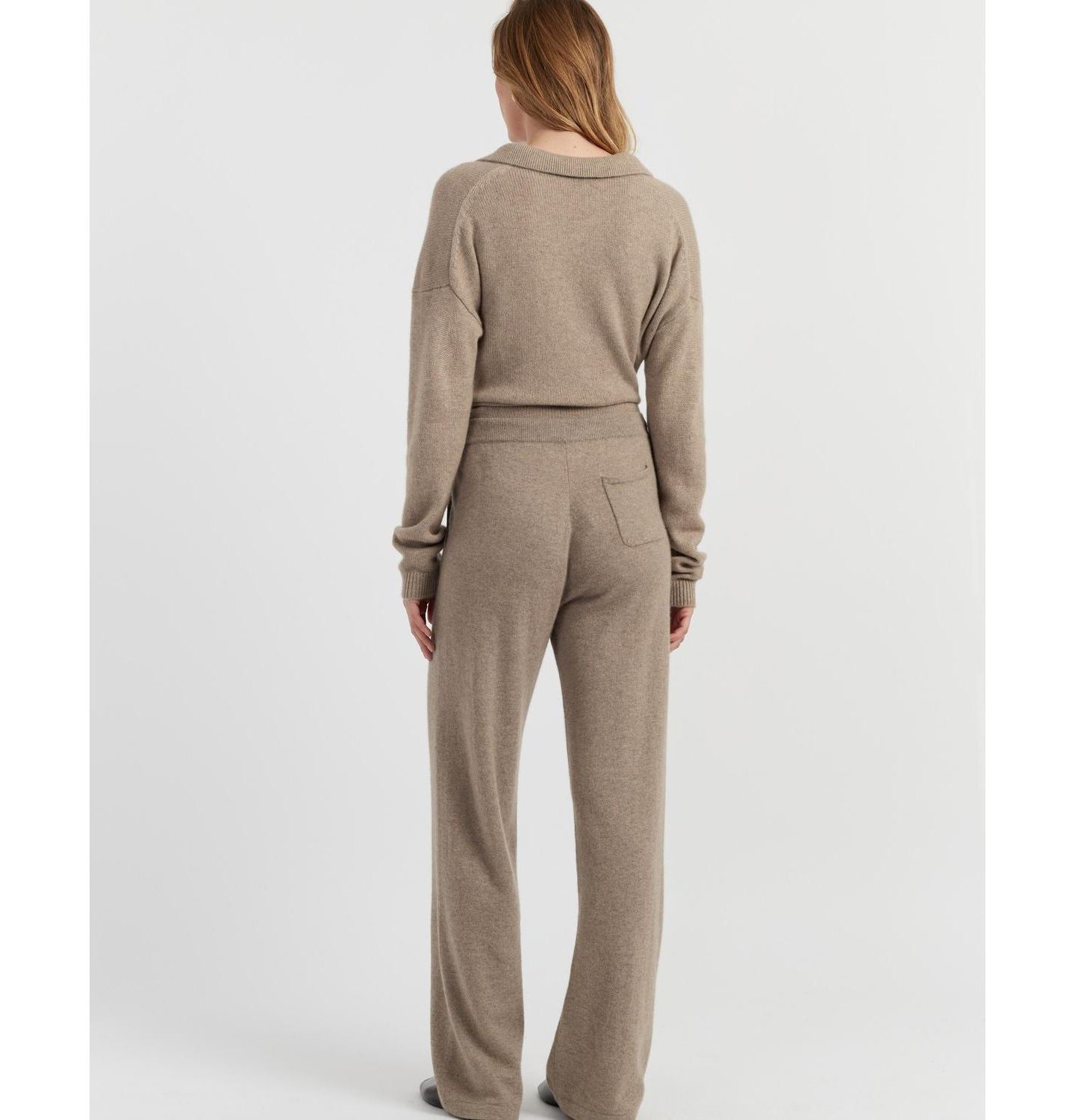 Женские брюки Chinti & Parker Cashmere Wide-Leg Drawstring, цвет: Тёплый овсяный — фото 3
