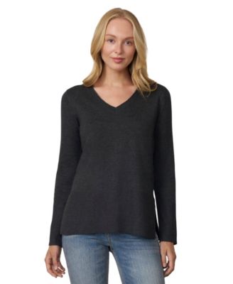 Women's V-Neck Long-Sleeve Ribbed-Trim Sweater