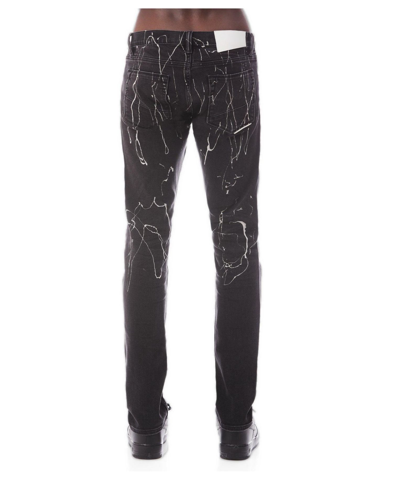 Men's Strat Super-Skinny Low-Rise Discharged-Print Jeans