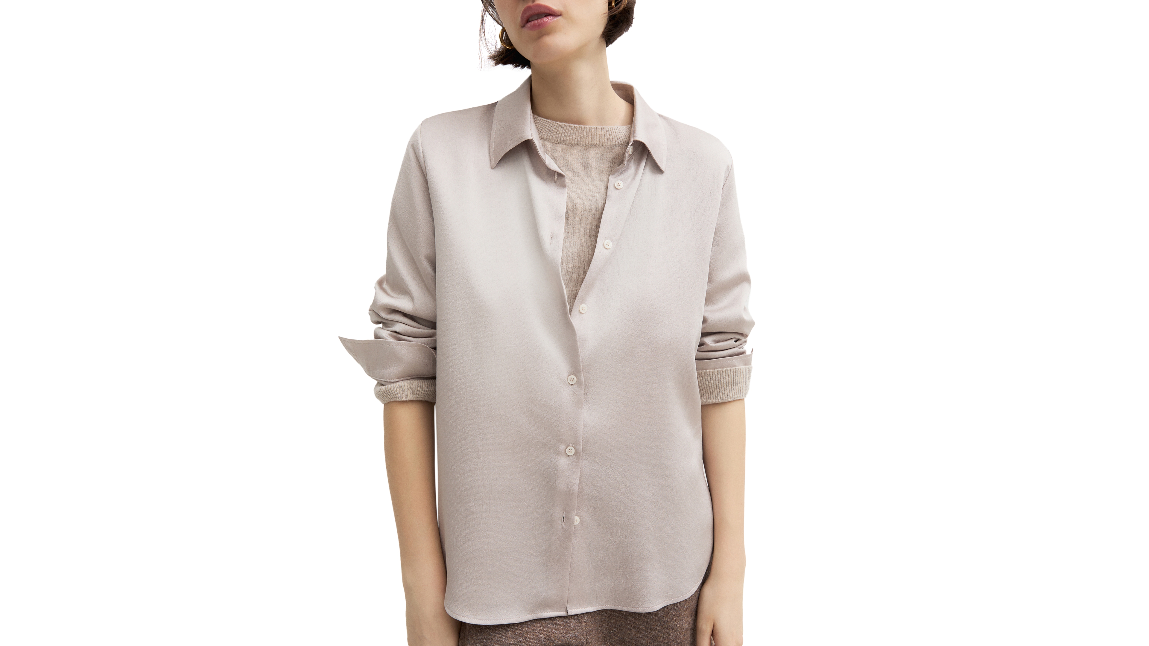 Emme Marella Women's Emmlira Collared Long-Sleeve Crinkle-Finish Hammered Satin Blouse