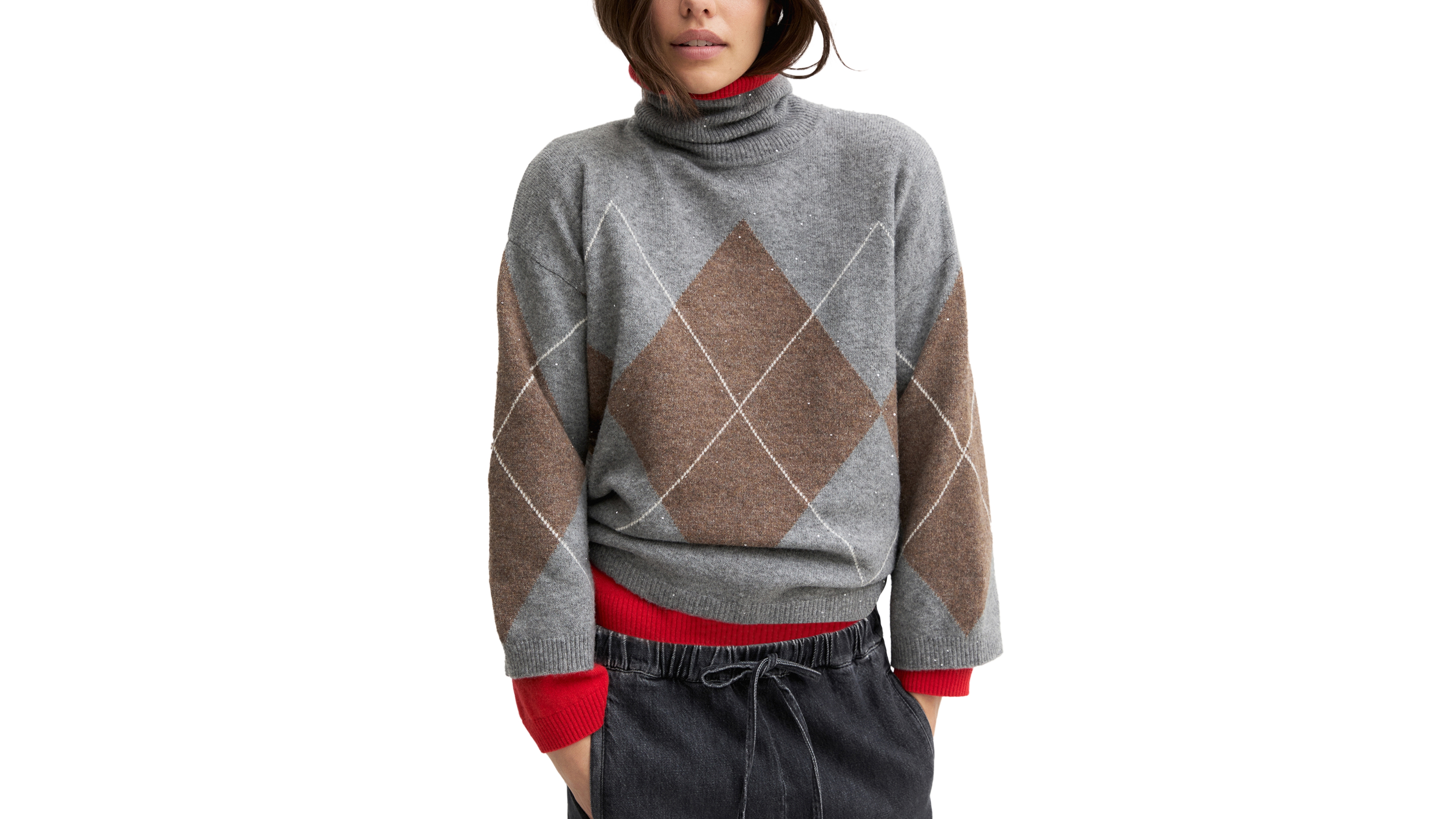 Emme Marella Women's Emmcamera Turtleneck Sequin Wool-Blend Sweater