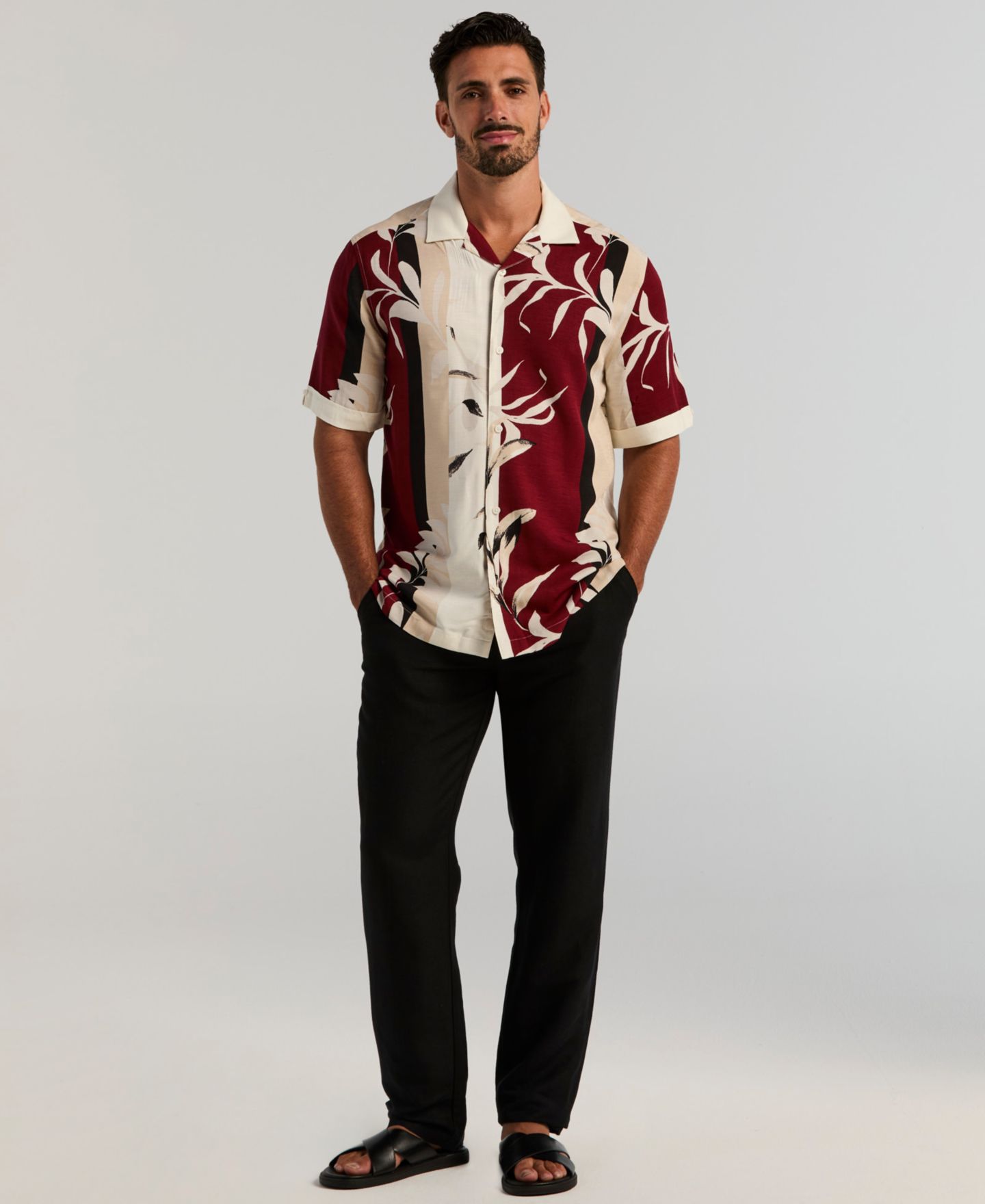 Мужская рубашка Cubavera Button-Front Floral Print Camp, цвет: Egret — фото 2