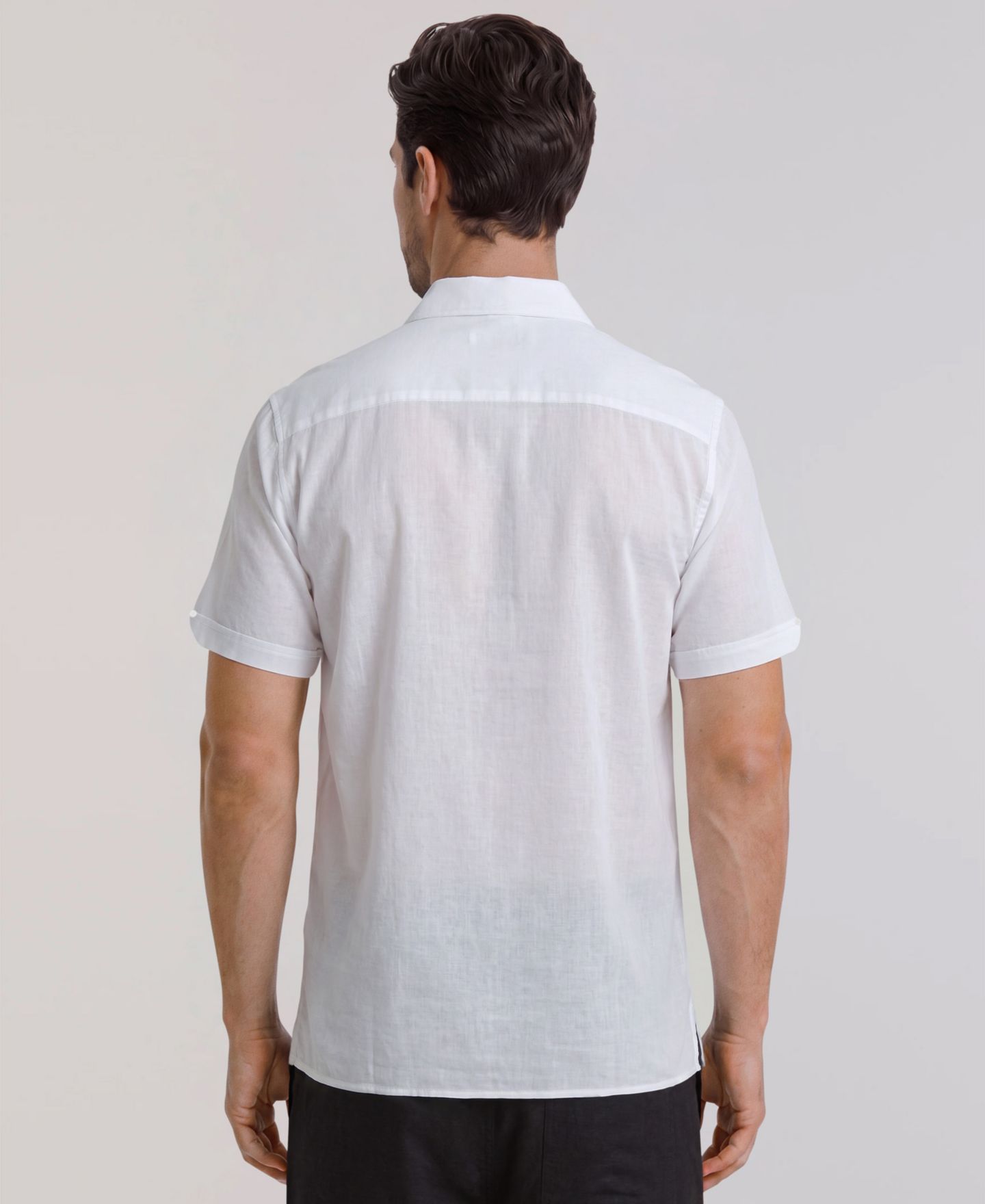 Мужская рубашка Cubavera Linen-Blend Short Sleeve Classic Fit Point Collar Button-Up, цвет: Яркий белый — фото 4