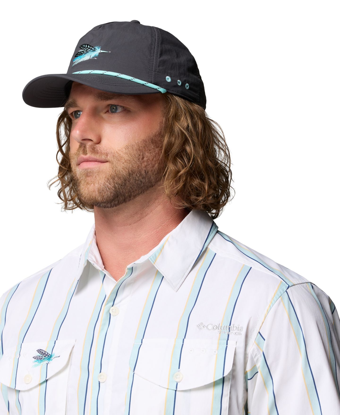 Мужские головные уборы Columbia Bonefish Flats™ Snapback Hat, цвет: Shark/Gulf Stream/Fly — фото 1