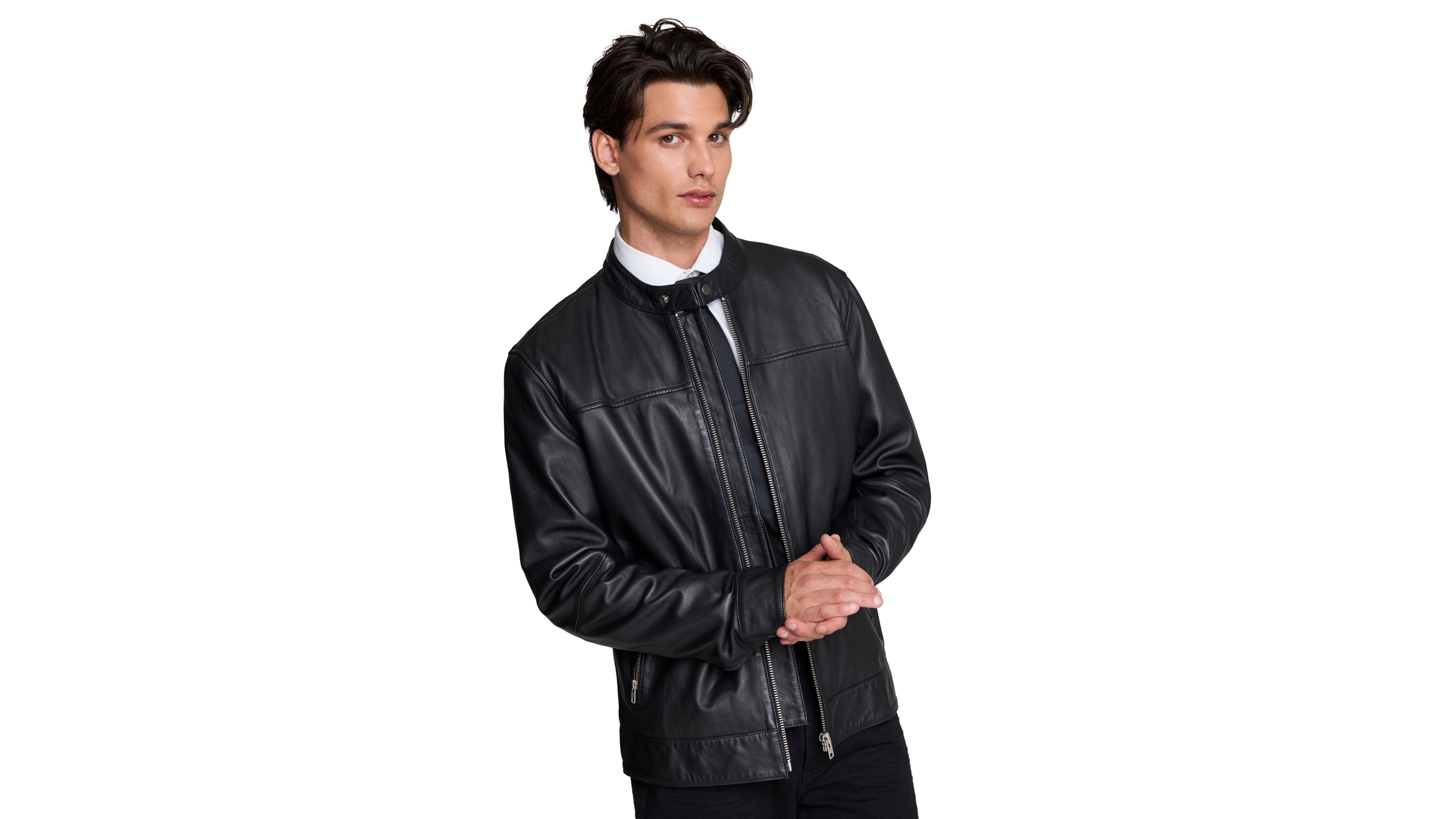 Kenneth Cole Men's Moto Classic-Fit Leather Jacket