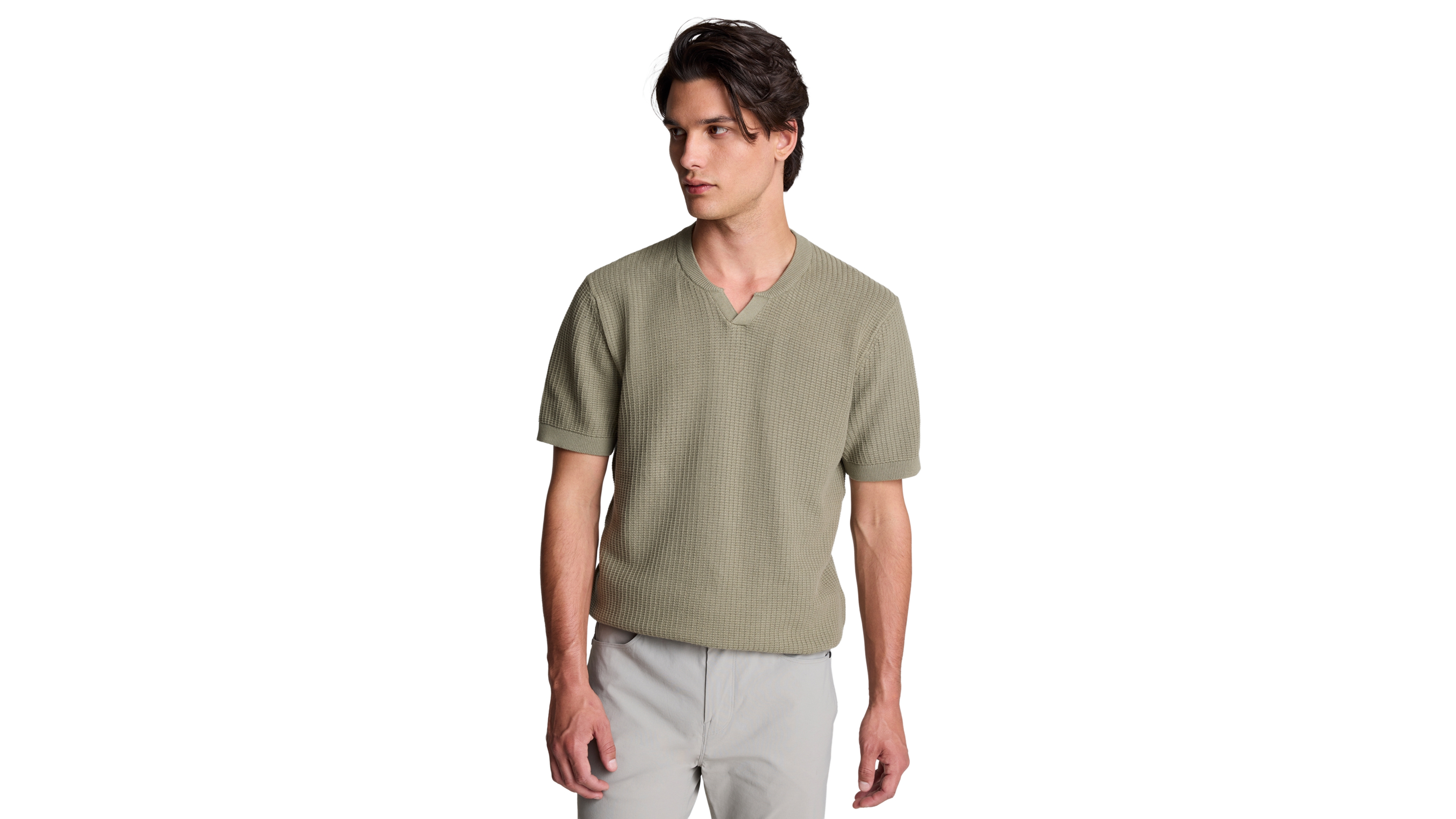 Kenneth Cole Men's Waffle Knit Short-Sleeve Henley Sweater