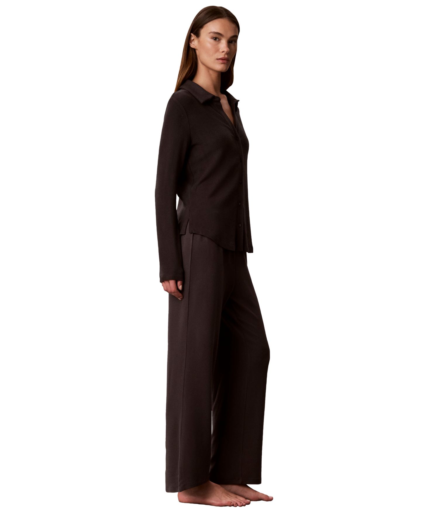 Пижамные брюки Straight-Leg — Calvin Klein, цвет: Чёрный устричный — фото 3