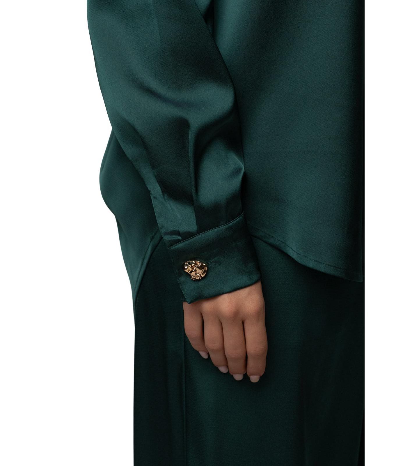 Женская блузка JLUXLABEL Island Ease Long-Sleeve Button-Down Satin, цвет: Изумрудный — фото 4