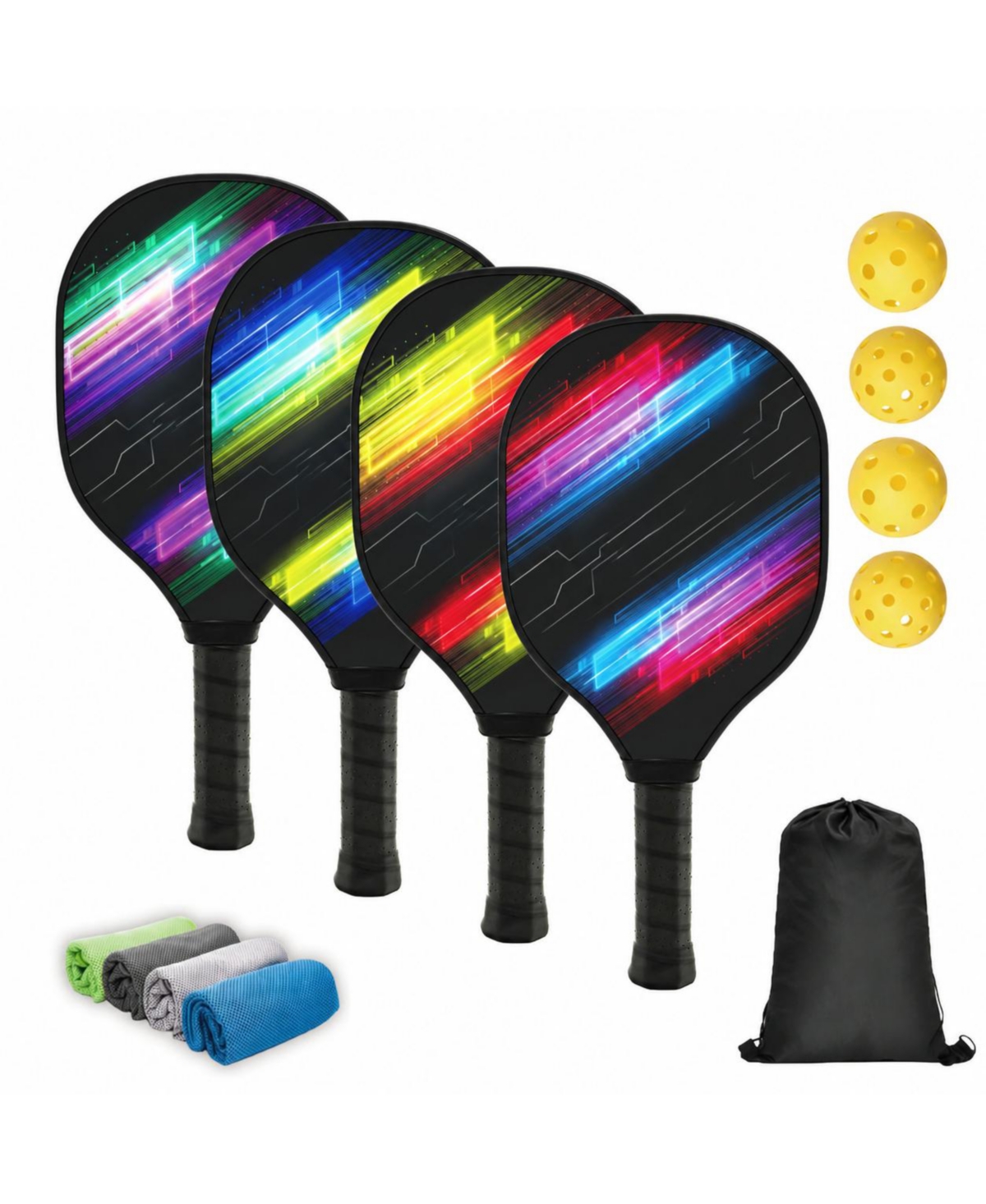 Sportneer Pickleball Paddles Set 4 Pack With Balls Carrying Bag For Beginner Pro Indoor Outdoor - Color gradient
