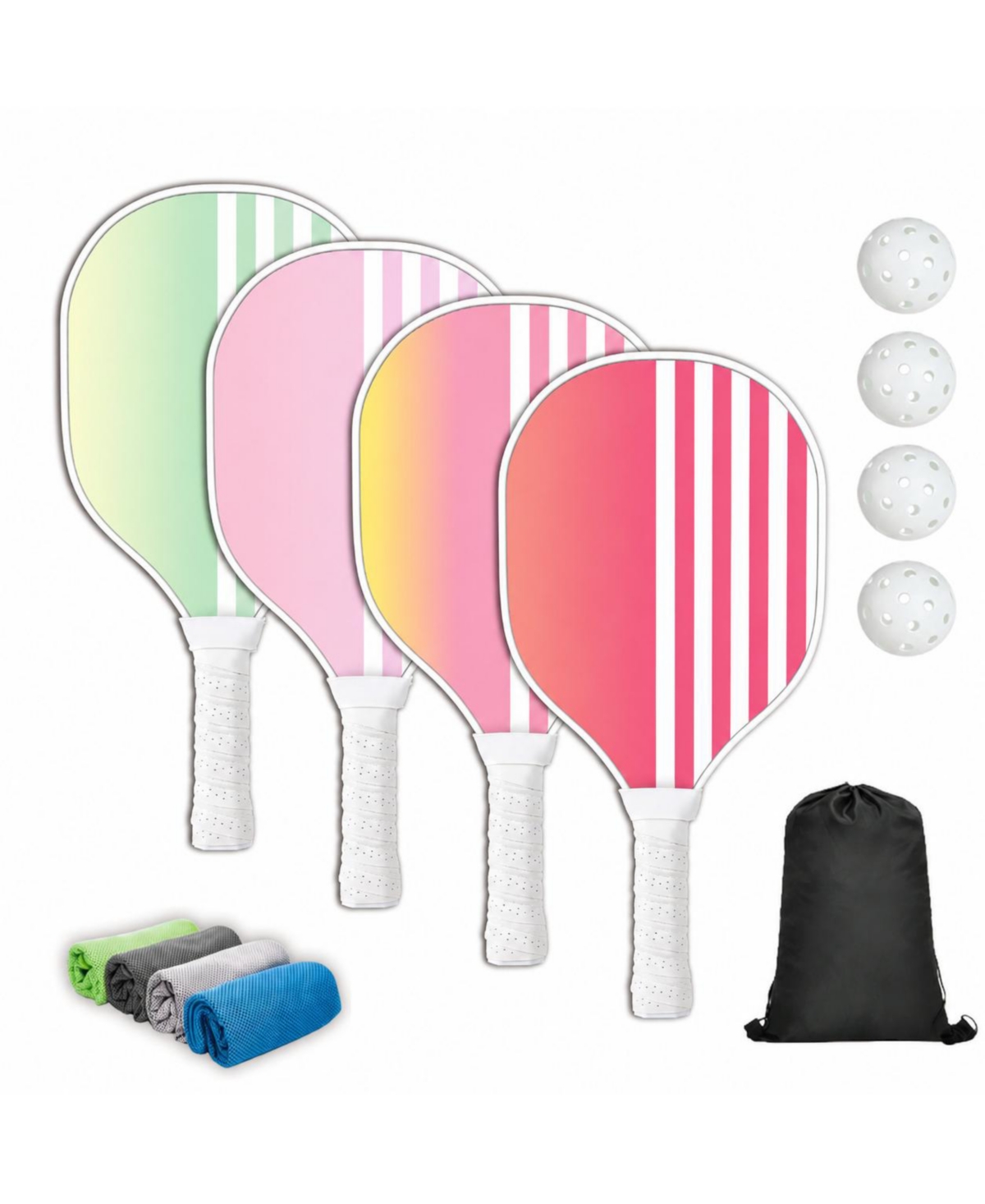Sportneer Pickleball Paddles Set 4 Pack With Balls Carrying Bag For Beginner Pro Indoor Outdoor - Pink