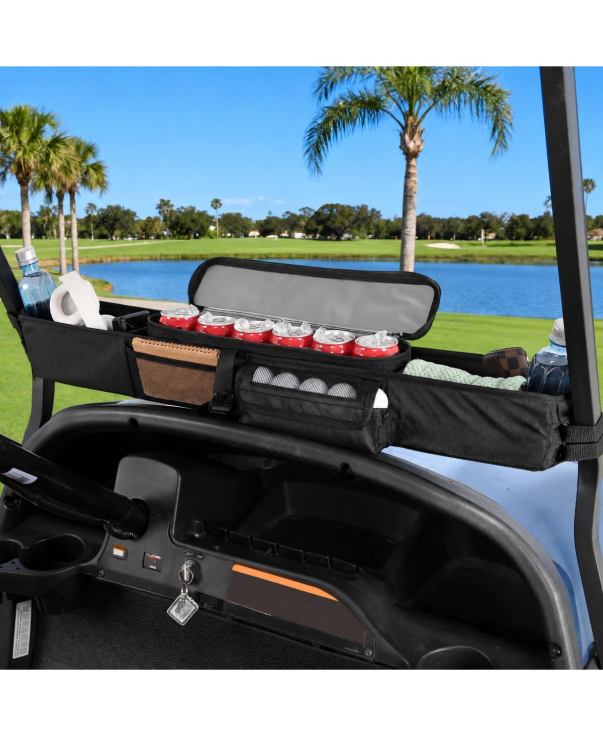 Furlihong Golf Cart Front Storage Basket With Insulated Cooler Compartment Ample Storage
