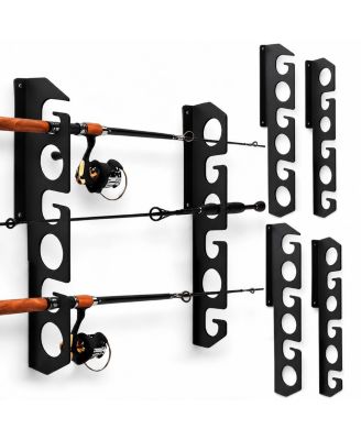 12 Rod Fishing Rack Wall Ceiling Mounted Storage Holder For Garage Cabin Basement