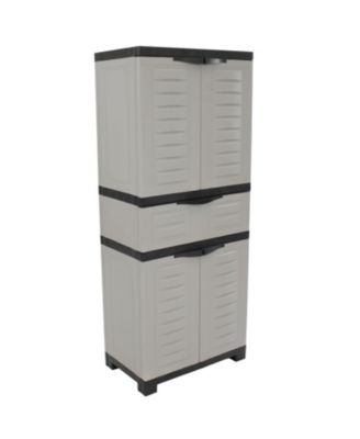 23 Inch Plastic Accent Cabinet With Four Doors And One Drawer