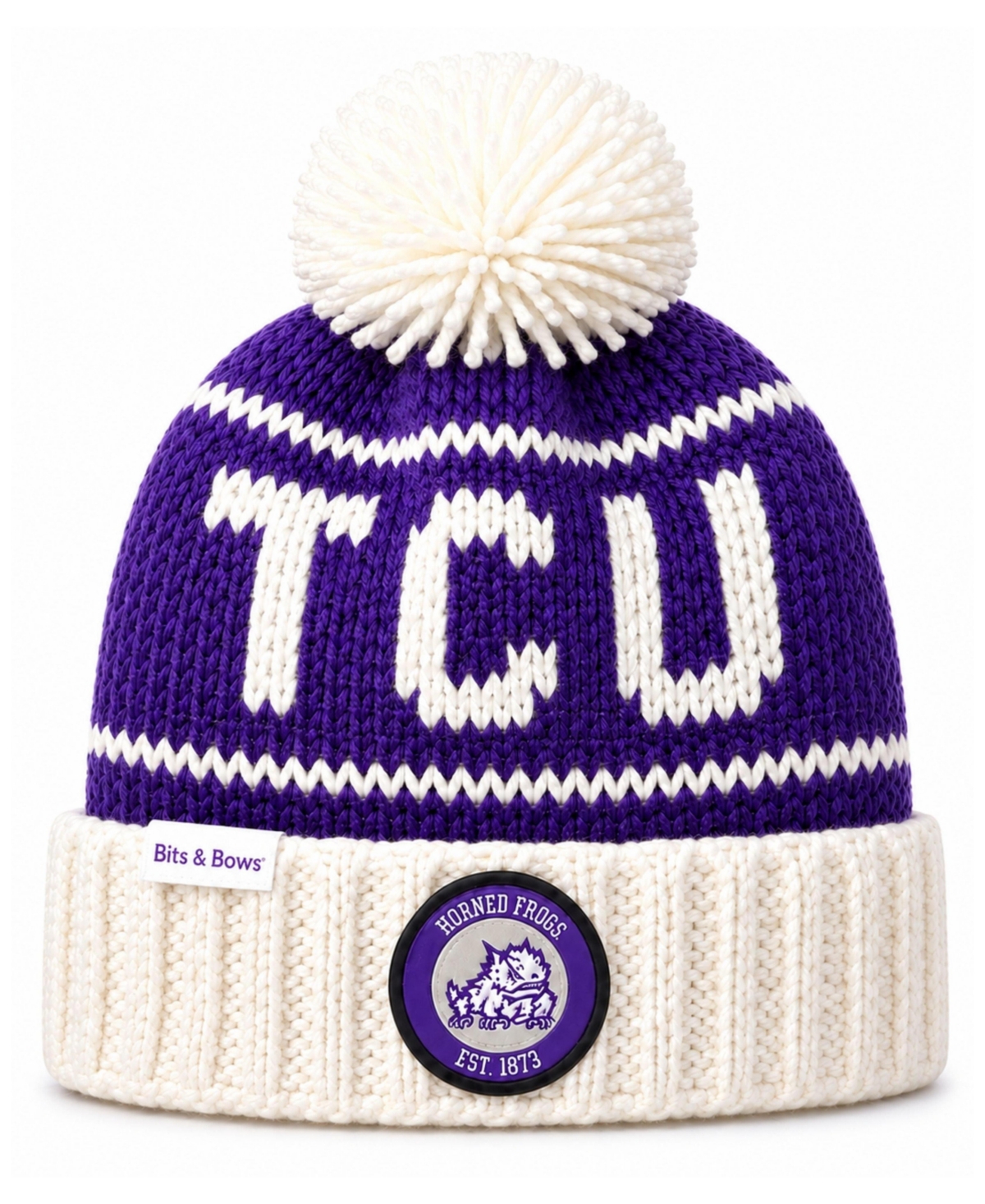 Bits & Bows Toddler Tcu Horned Frogs Knit Pom-Pom Beanie