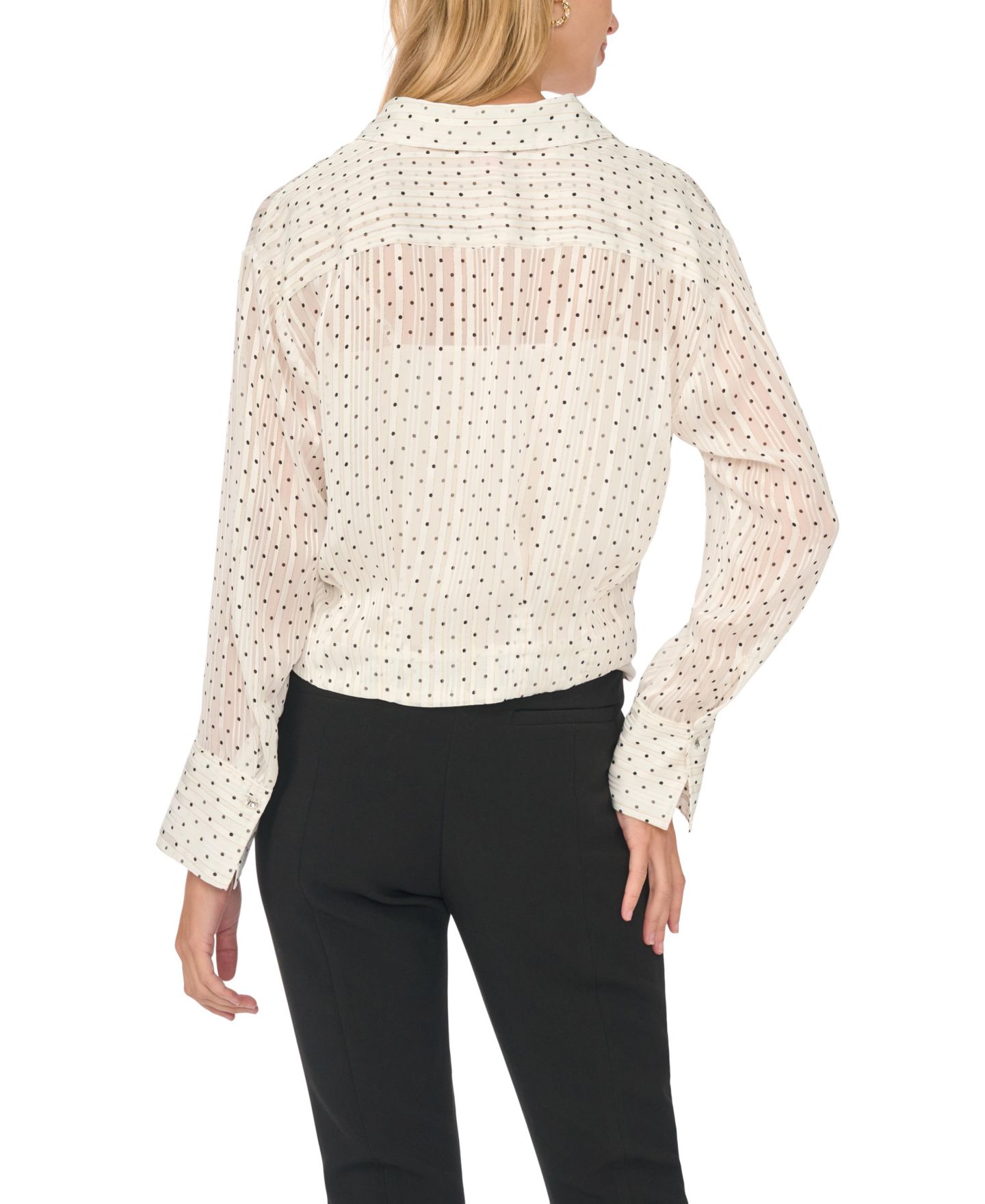 Женская блузка Vince Camuto Polka Dot Pintuck Long-Sleeve, цвет: Слоновая кость — фото 5