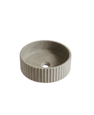 14 Inch Cement Grey Round Microcement Basin Bathroom Sink Without Cabinet Faucet or Sink Cover