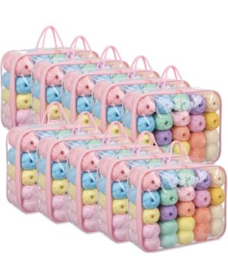 10 Pack Clear Yarn Storage Tote Bags Bulk Knitting Crochet Organizer
