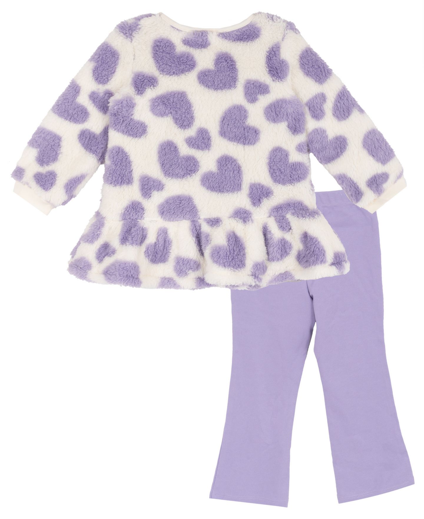 Rare Editions Girls' 2T-4T Heart-Print Long-Sleeve Sherpa Tunic and Leggings, 2-Piece Set, цвет: Сиреневый — фото 2