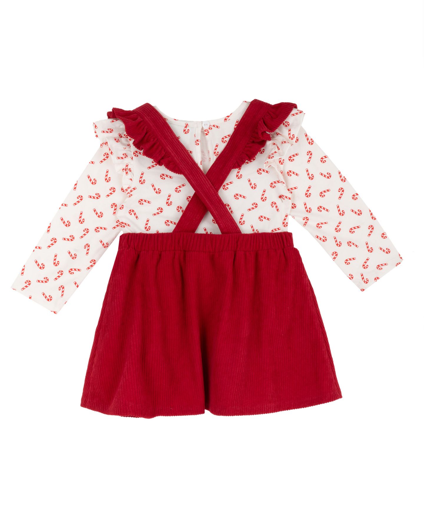 Платья Rare Editions Holiday Long-Sleeve Gingerbread Appliqué Dress, 4-Piece Set для девочек-малышей, цвет: Красный — фото 2