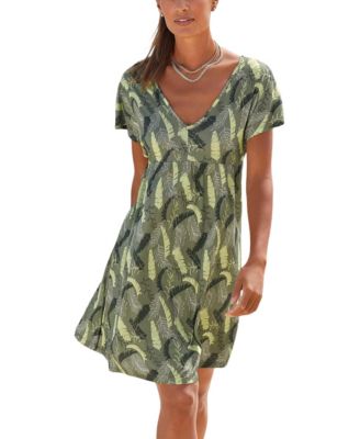 Women's Empire-Waist Animal-Print Short-Sleeve Dress