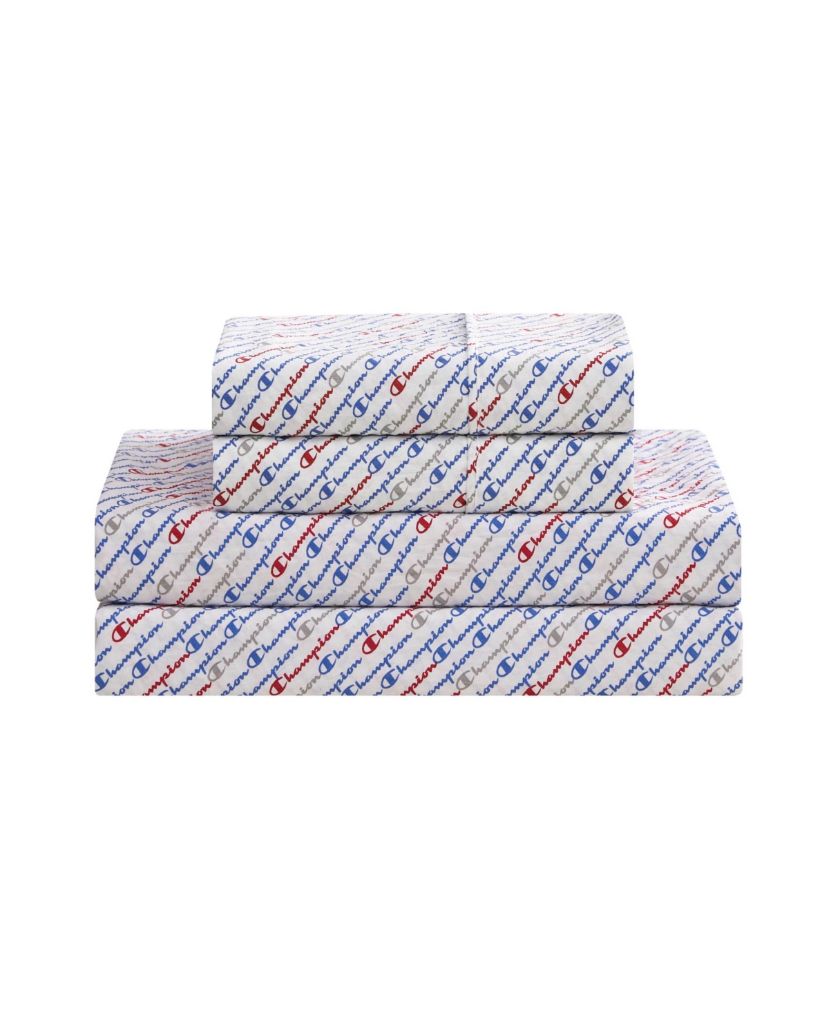 Champion Printed 4-Piece Microfiber Sheet Set, Queen - Multi-Color Diagonal