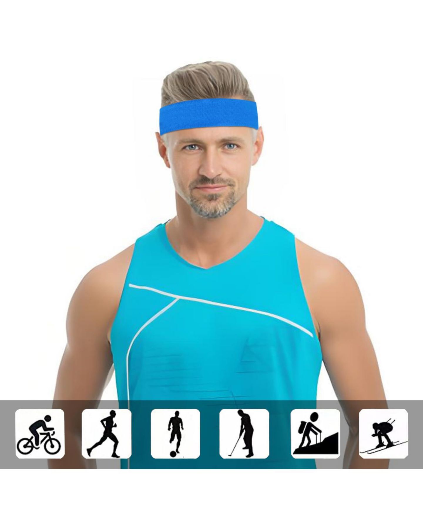 Женские аксессуары для волос peneyon Non-Slip Running Headbands, 5-Piece Set, цвет: Синий — фото 4