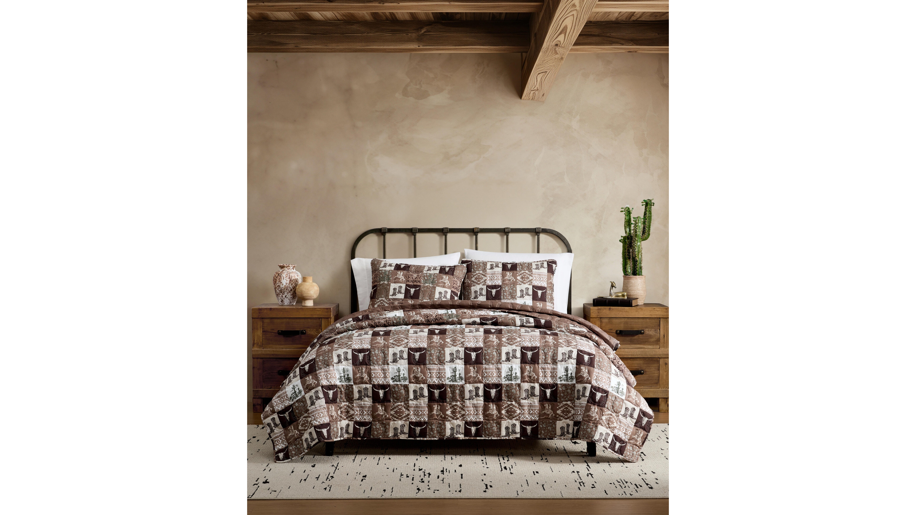 Wrangler Fall Western Patch Microfiber 3-Piece Quilt Set, Full/Queen