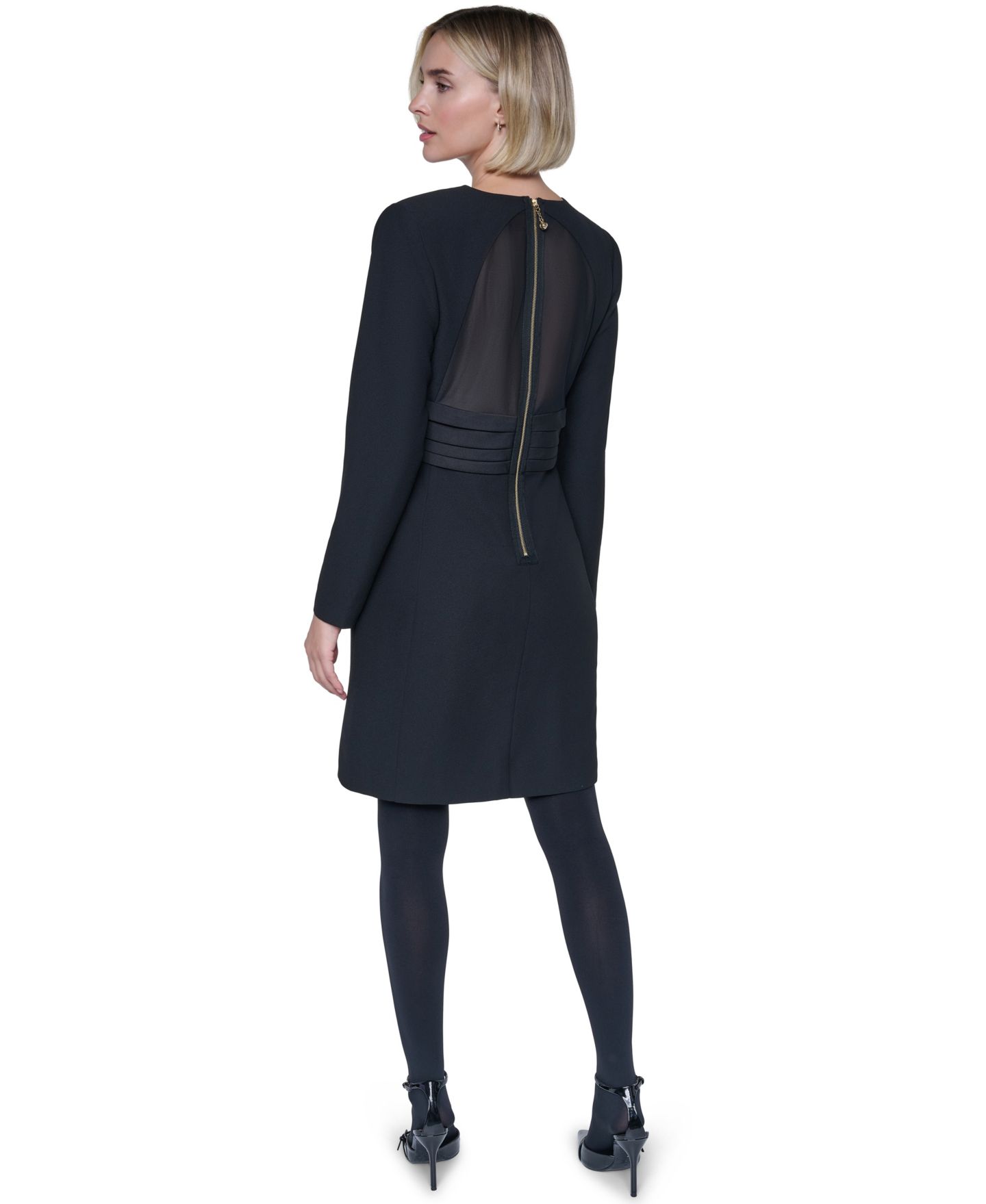 Женское платье Sonia Rykiel V-Neck Long Sleeve Tuxedo, цвет: Чёрный — фото 3