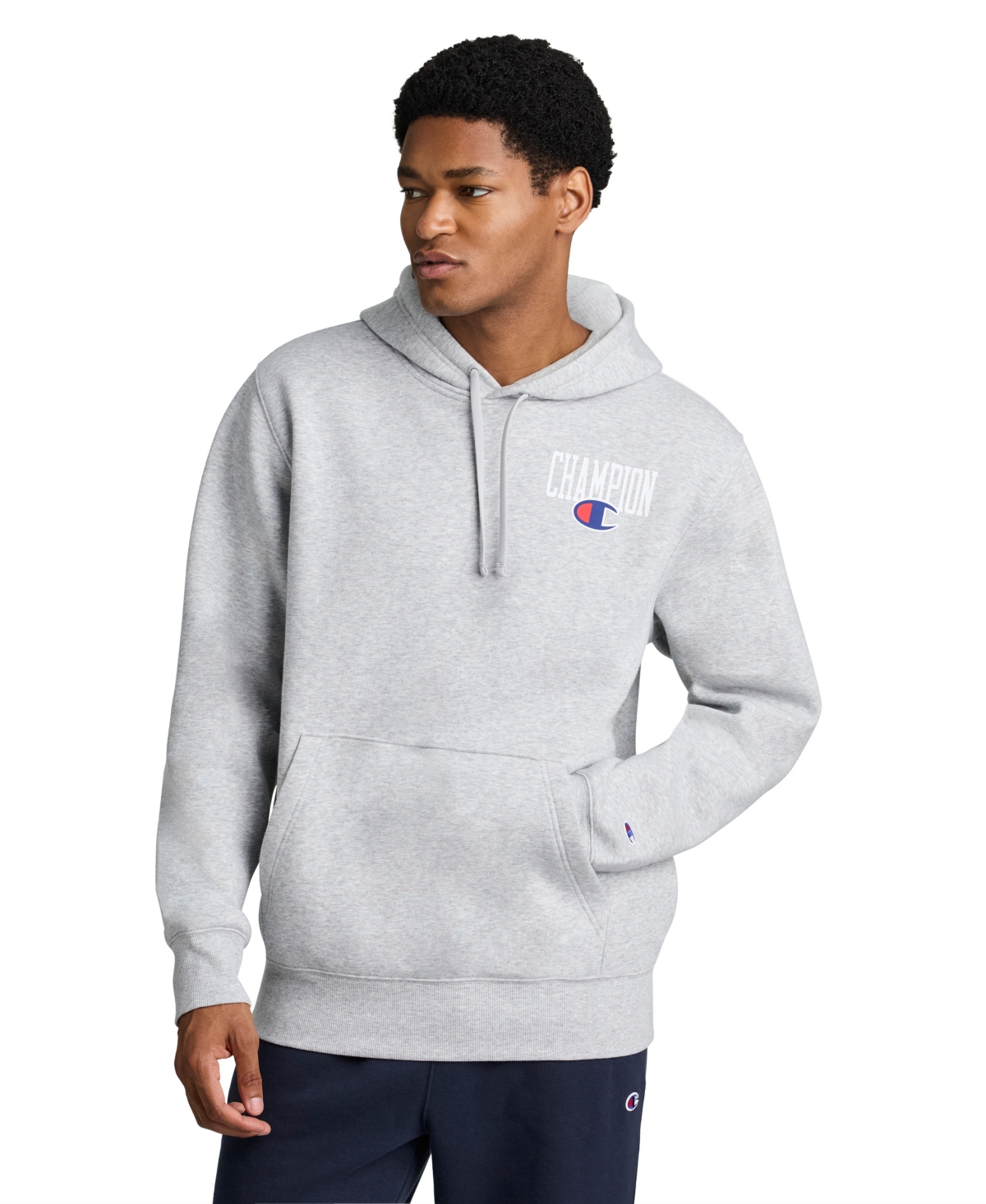 Champion Men's Powerblend Fleece Graphic Pullover Hoodie - Gray
