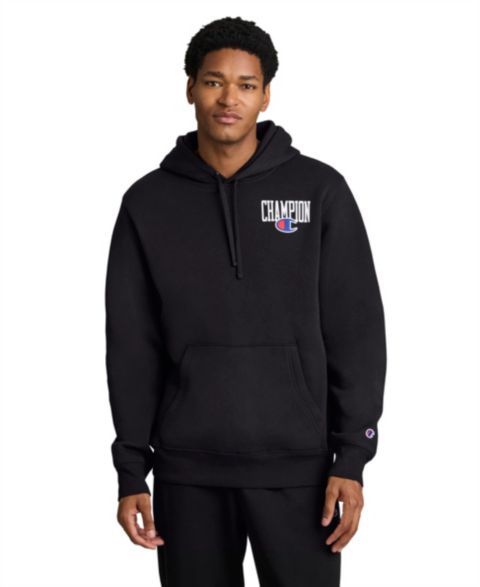 Мужское худи Champion Powerblend Fleece Graphic Pullover, цвет: Чёрный