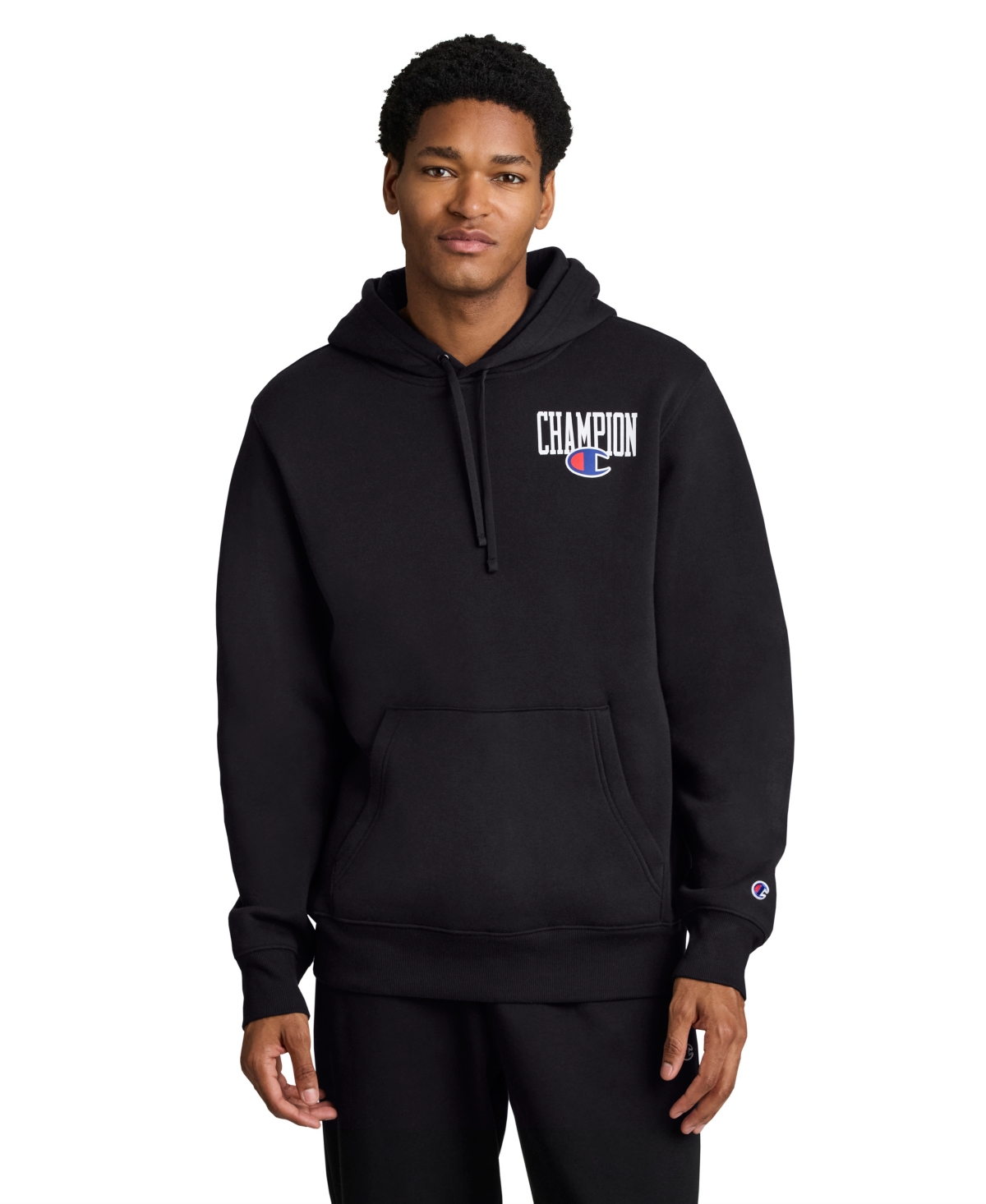 Champion Men's Powerblend Fleece Graphic Pullover Hoodie - Black