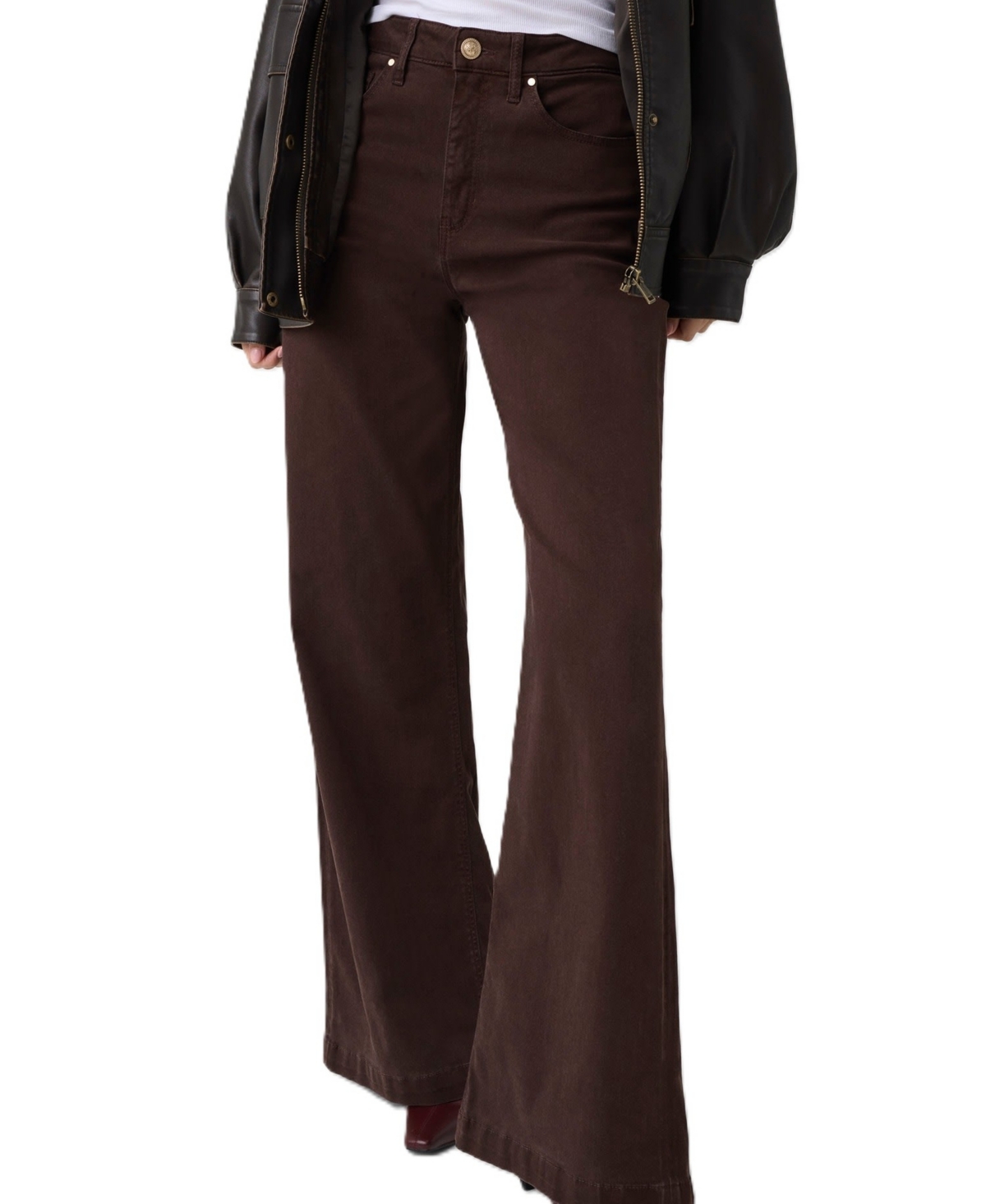 Guess Women's Bellagio High-Rise Wide-Leg Jeans - Dark Coffee