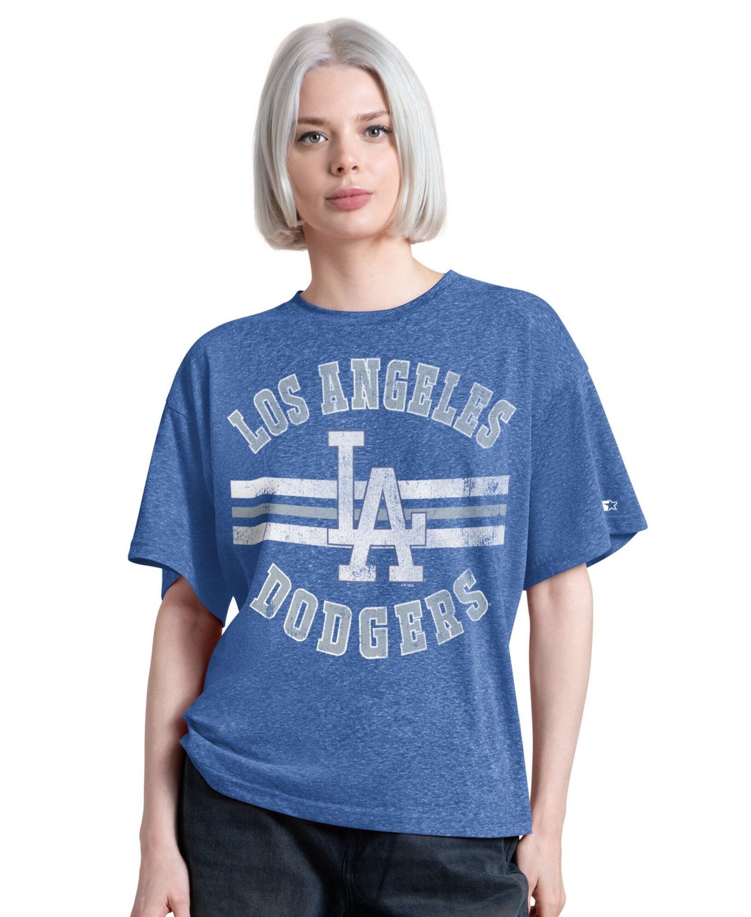 Women's Royal Los Angeles Dodgers Jump Shot Boyfriend Tri-Blend T-Shirt