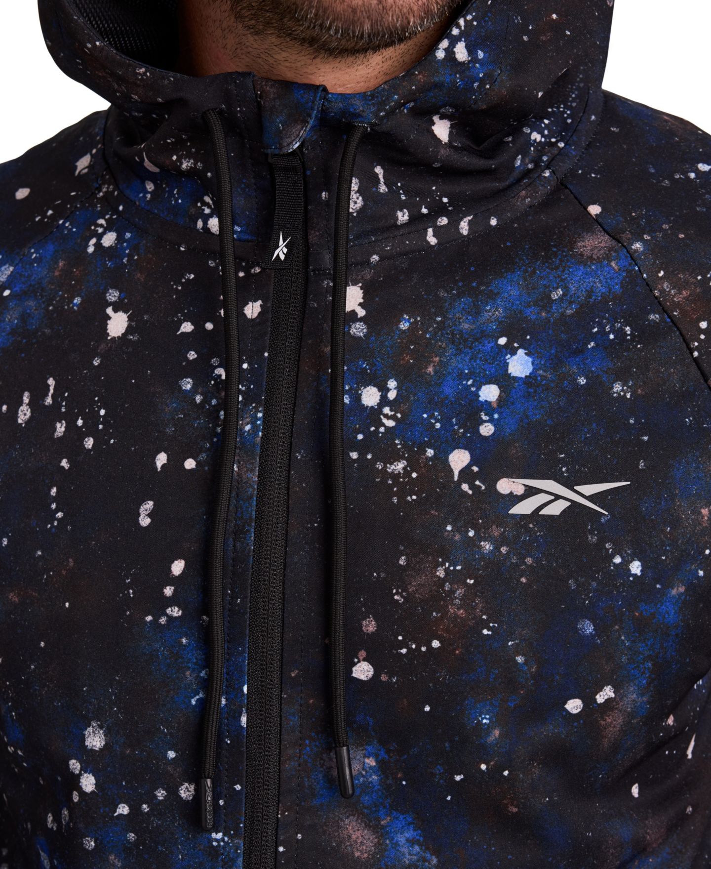 Мужская куртка Reebok Speedwick Full-Zip Hooded Water-Resistant Running, цвет: Синий разноцветный — фото 5