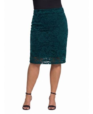 Plus Size Lace Pencil High-Waisted Skirt